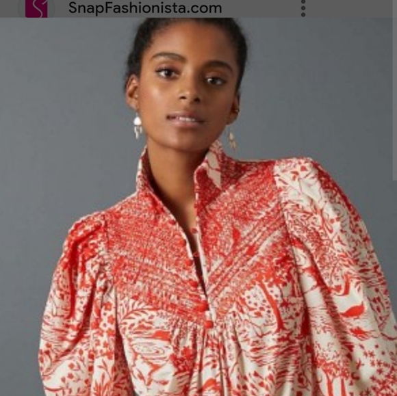 SOLD - NWT - Tracy Reese Hope for Flowers Smocked Blouse in Toile Print - Picture 3 of 7